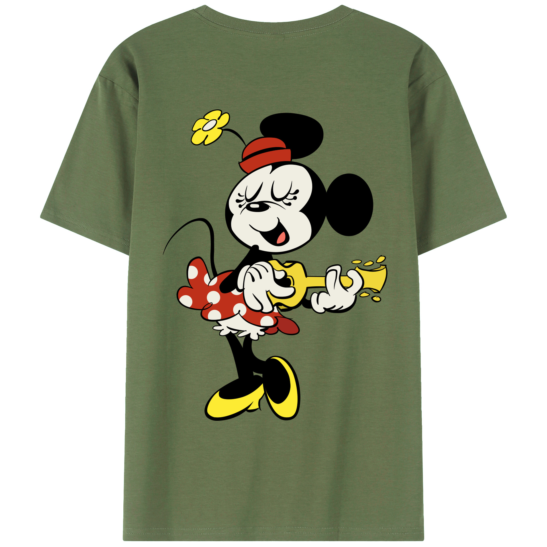 ミッキーマウス Mickey Mouse 綿100％ メンズ半袖Tシャツ（バックプリント） 通気性